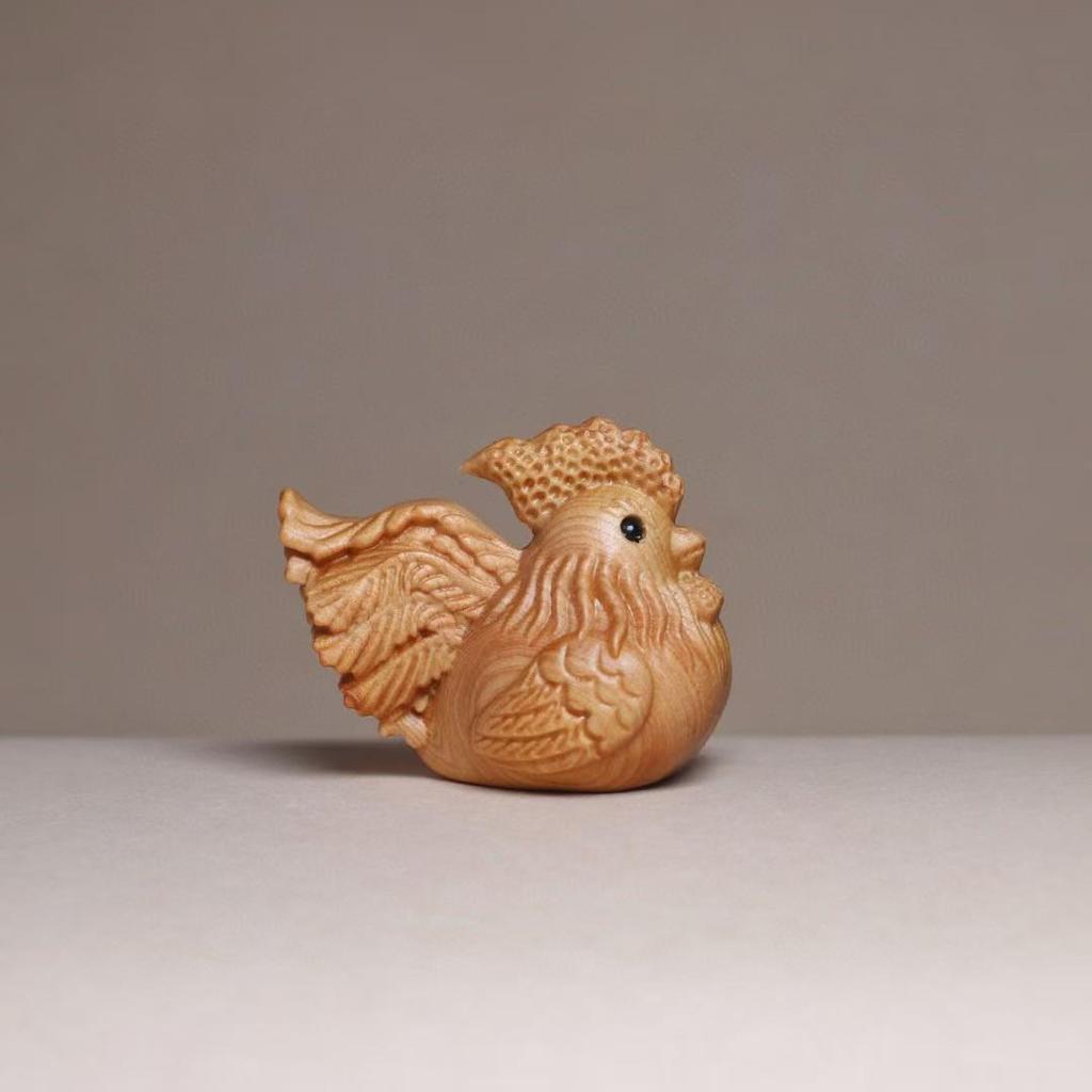 Taihang Cliff Cypress Rabbit and Rooster Carving Ornament