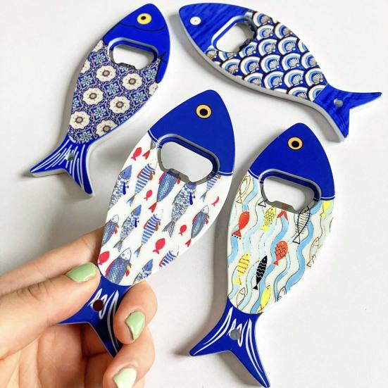 Fish Bottle Opener Refrigerator Magnet Chinese Style Home Office Kitchen Locker Fridge Magnetic 3D Fish Decoration Ornament