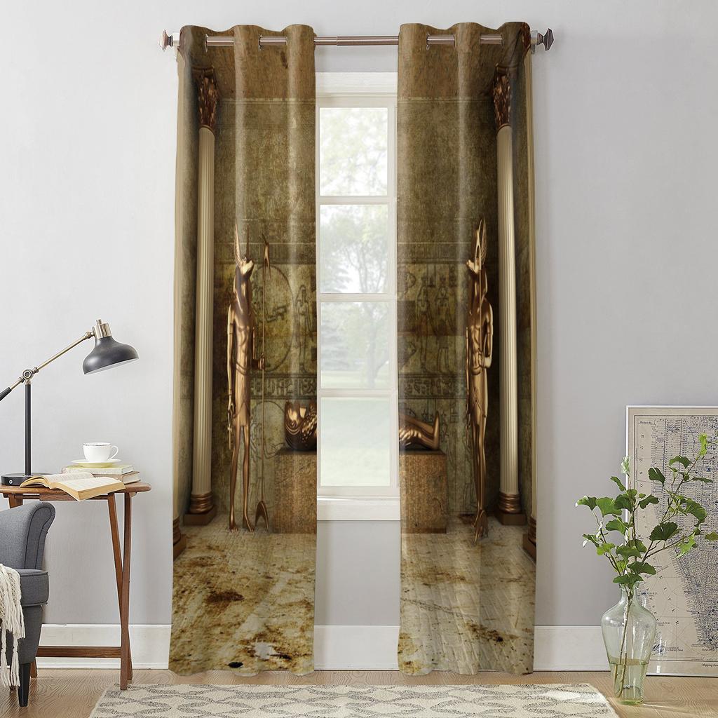 Egyptian Golden Brilliant Mausoleum Modern Window Curtains for Living Room Bedroom Curtain Blinds Drapes Door Curtains