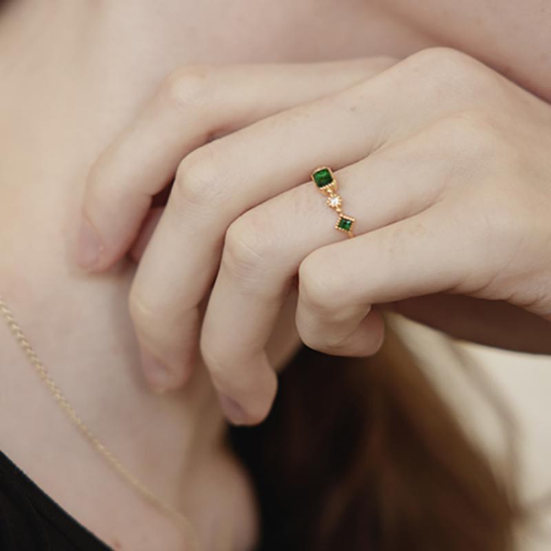 Les Bijoux Philosophy Simple Jewel Bluish Green Ring