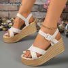 Fashion Cross Band Chunky Platform Sandals Women Fashion Ankle Strap High Heel Sandals Woman 2025 Summer Thick Bottom Wedges Sandalias