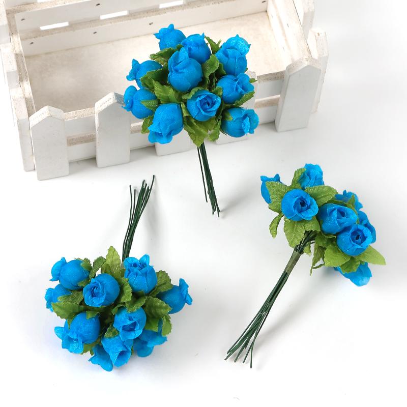 12/36/72/144PCS Rose Artificial Flowers Bouquet Fake Flowers for Home Decor Christmas Party Wedding Decoration Wreath Accessory