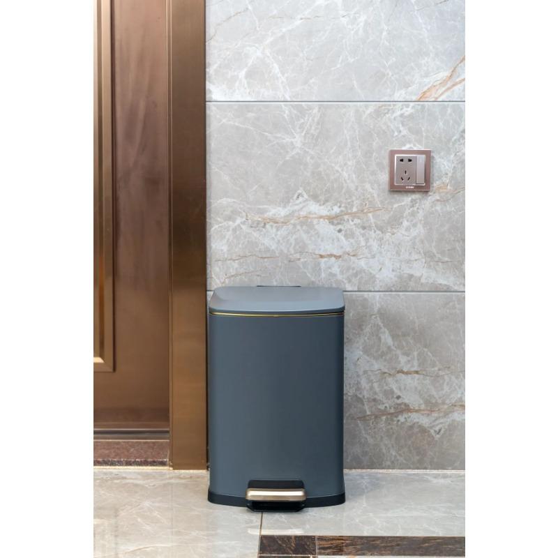 Stainless steel trash can Household large living room high appearance level ins wind with cover foot pedal square dustbin
