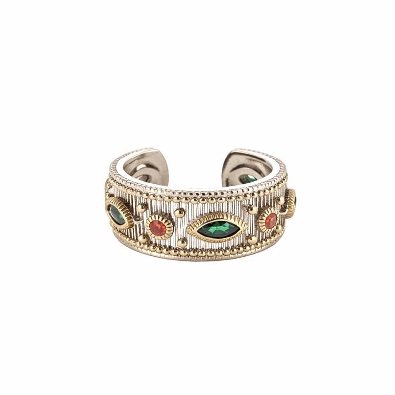 Copper Zircon Stone Vintage Ring With Geometric Design For Ladies Vintage Fashion