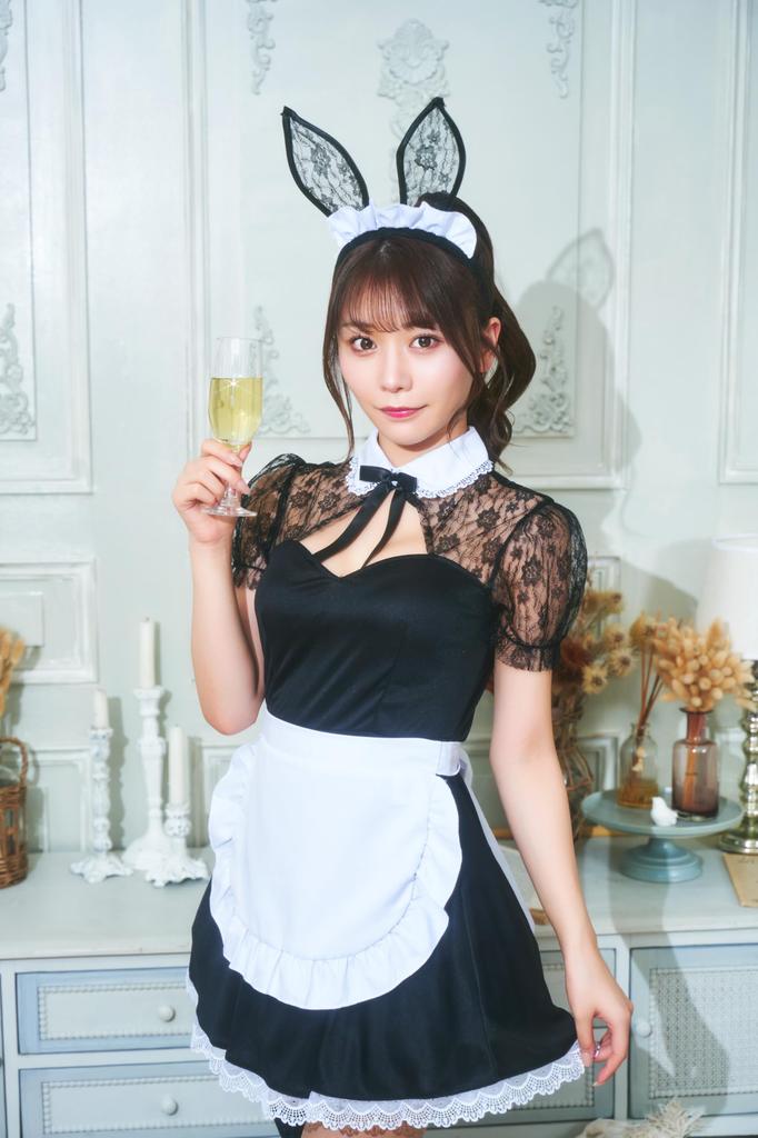 Clearstone GLOWHOLIC Cosplay Halloween Bunny Maid M Black Women's