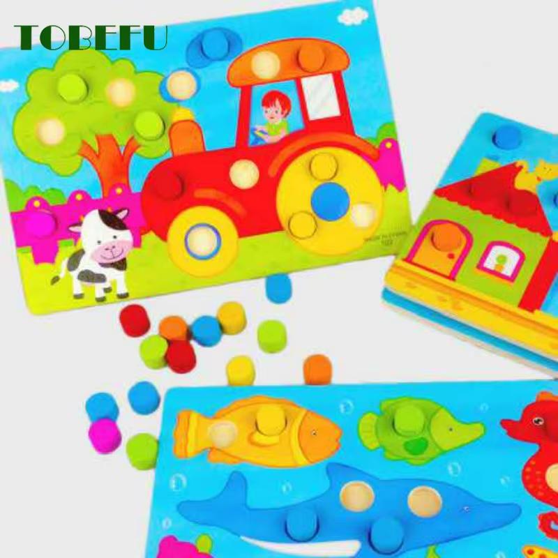 Color Cognition Board Montessori Educational Toys for Children Wooden Toy Jigsaw Early Learning Color Match Game Kids Baby Toys