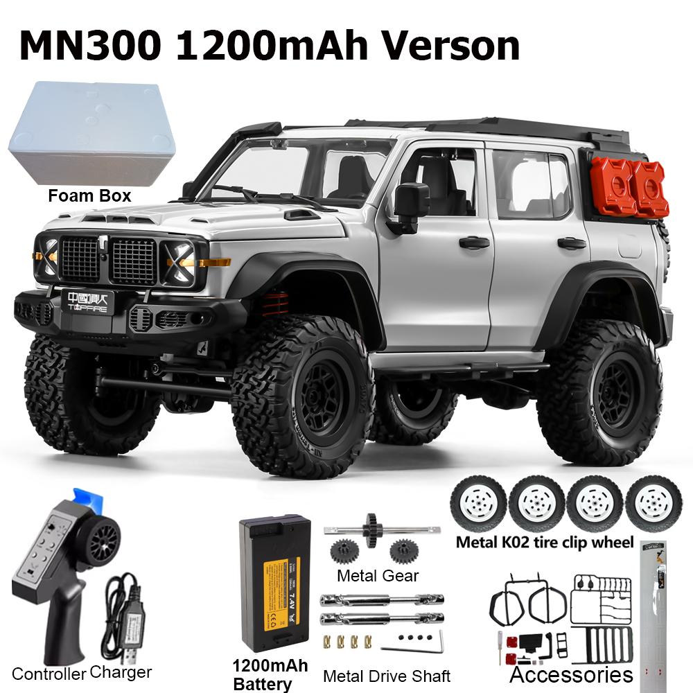 MN300 1/12 RC Car 2.4G Remote Control Car Off-road Climbing 4WD RC Crawler LED Light Truck 60mins Working RC Toy As Hobby Gift