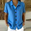 Women's Elegant Summer Tops Short Sleeve Lapel Button Up Solid Color Loose Shirt Women Casual Blouse Cardigan Tops