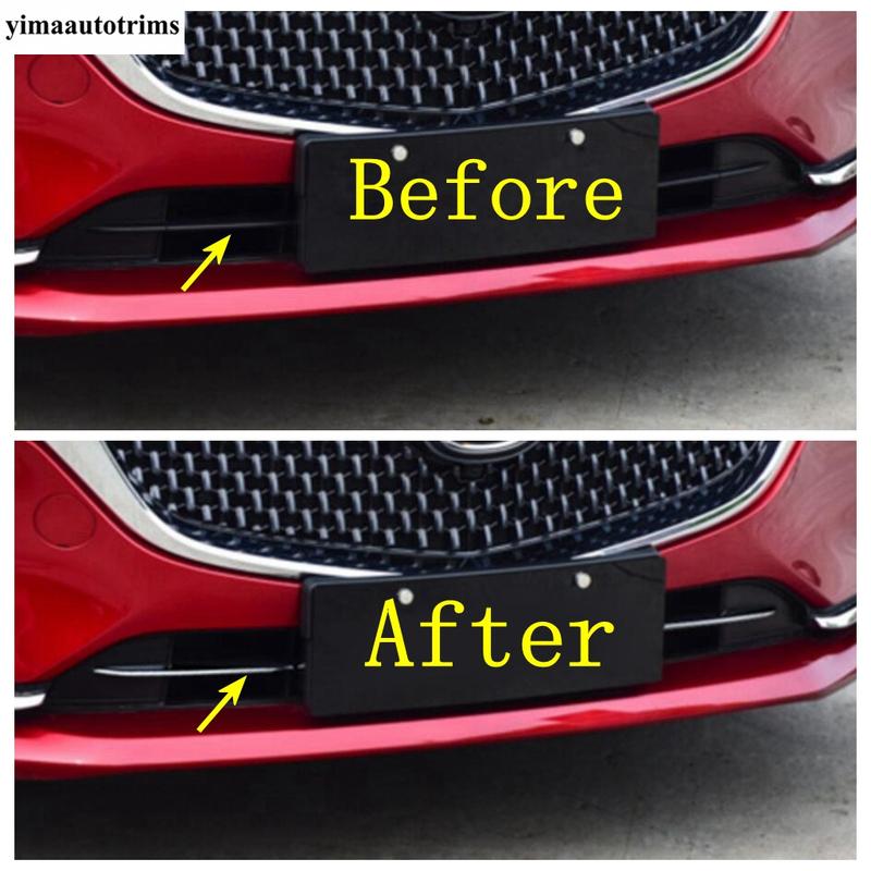 Stainless Steel Accessories For Mazda 6  - 2024 Car Front Bumper Lip Hood Middle Bottom Grille Mesh Strip Decor Cover Trim