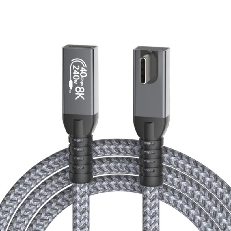 Highly Speed USB 4Cable 240W USB C To USB C Cable With 40Gbps Data Transfer 8K Display Support,Right Angle Connectors 1