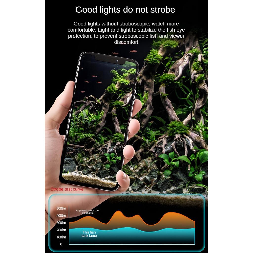 4mm Smart APP Control LED Aquarium Light Waterproof Strobe-Free Ornamental Fish Lamp Slim RGB Dimming Fish Tank Accessories