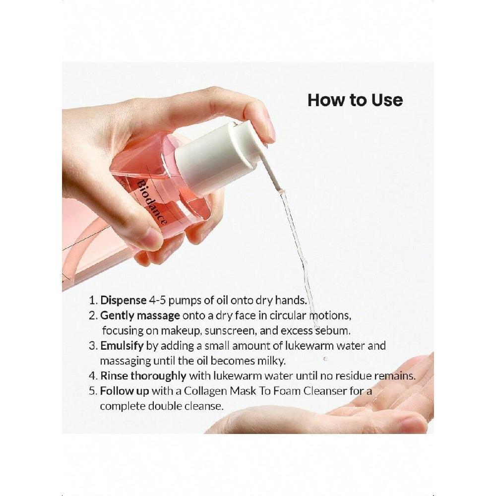 Biodance Collagen Cleansing Oil 200ml Gentle Makeup Remover Without Clogging Pores, Removes Bleackhed And Whitehead For Sensitive Skin, Oily Skin