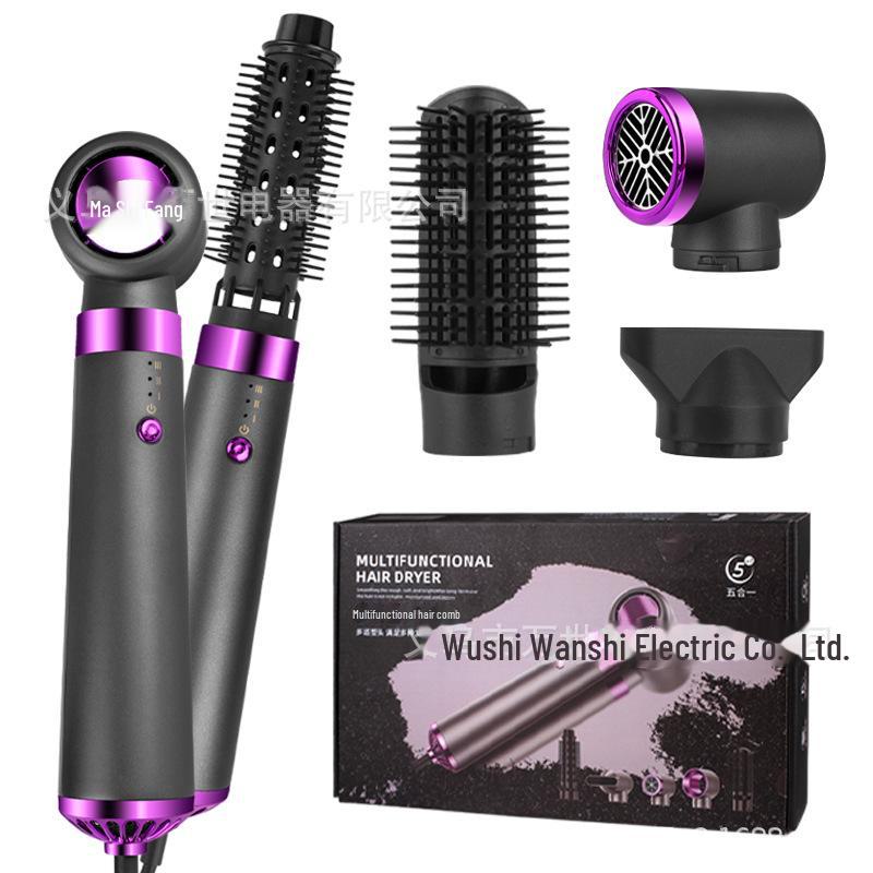 5-in-1 Hot Air Comb: Hair Straightener, Automatic Curling Iron & Large Curling Tool