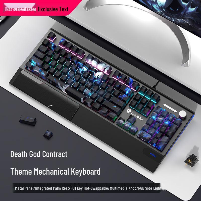 Langtu K1000 Mechanical Gaming Keyboard with Blue Switches - Custom PBT Theme for Girls & Office Use