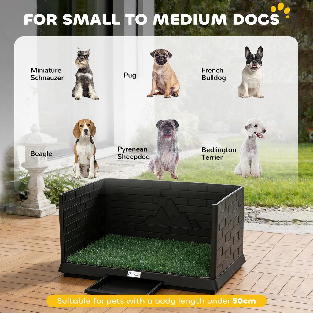 Hundeklo-Schale, Indoor Outdoor Hundetoilette mit hohen Rändern, Kunstrasen, Ausziehbare Schublade, Urinsammelbasis