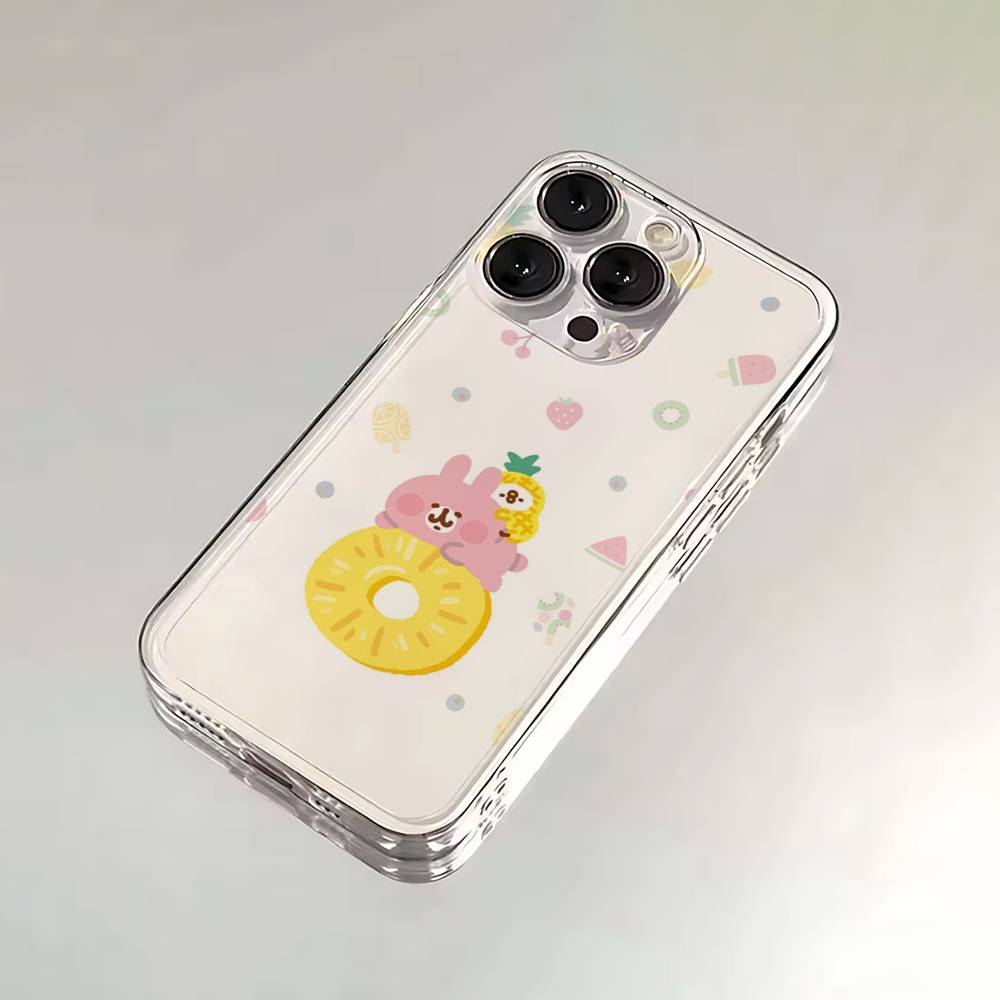 K-Kanahei Pink Bunny Phone Case For iPhone 16,15,14,13,12,11,17 Pro,Max,Plus,X,XS,XR,SE,Mini Transparent Soft Cover