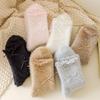 Ladies Autumn and Winter Thickened Velvet Warm Lovely Sweet Bow Lace Mid Tube Socks