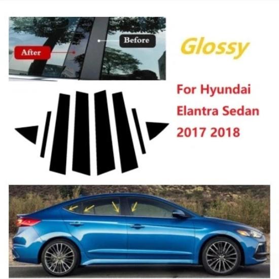 For 21-23 Hyundai Elantra modified window trim 17-18 shiny black center pillar sticker 12-16 Elantra 8pcs