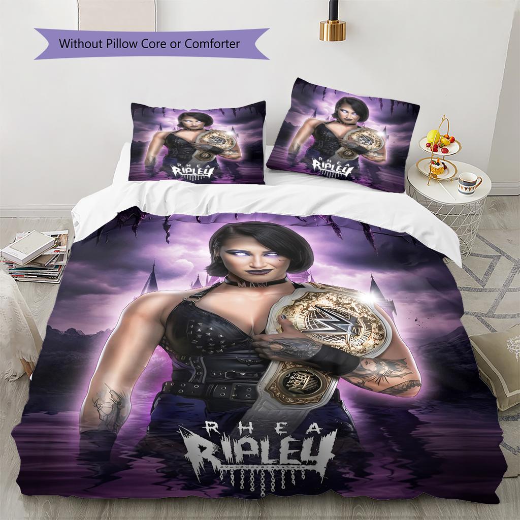 Biancheria da letto con motivo Rhea Ripley, Set piumone Copripiumone Federa Regalo di Compleanno per la Casa (1 * copripiumino + 2 * federa, senza nucleo)