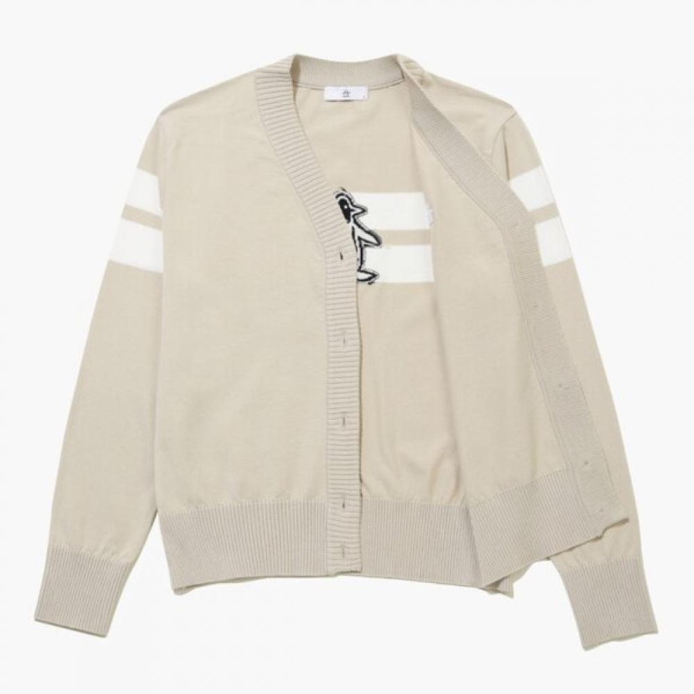 MunSingwear Women S V Neck Color Block Cardigan Beige mr122lSw15