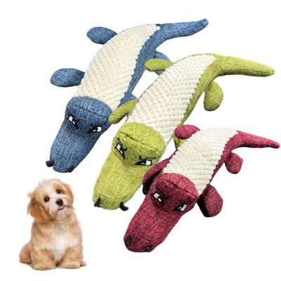 Crocodilo Rangente Brinquedo de Mastigar para Cães Alívio do Tédio e Estresse Crocodilo de Pelúcia Brinquedo para Dentição Resistente a Mordidas Animal de Pelúcia Bichinho Suprimentos para Animais de Estimação