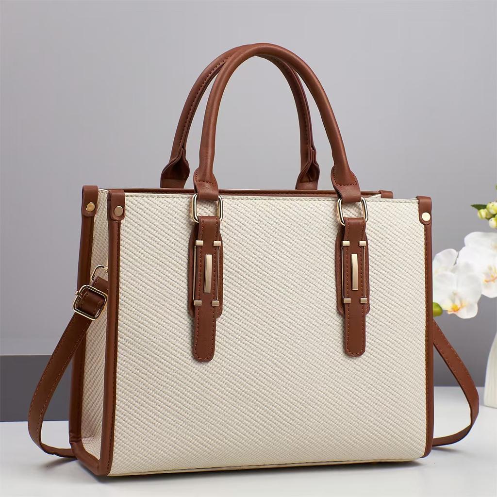 New Striped Color Block Vintage Pattern Simple Luxury Large Capacity Shoulder Crossbody Bag High-End Handbag