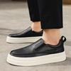 Men's one-pedal lace-up-free lazy casual shoes, simple, fashionable and versatile, trendy and comfortable pigskin sports skateboard shoes