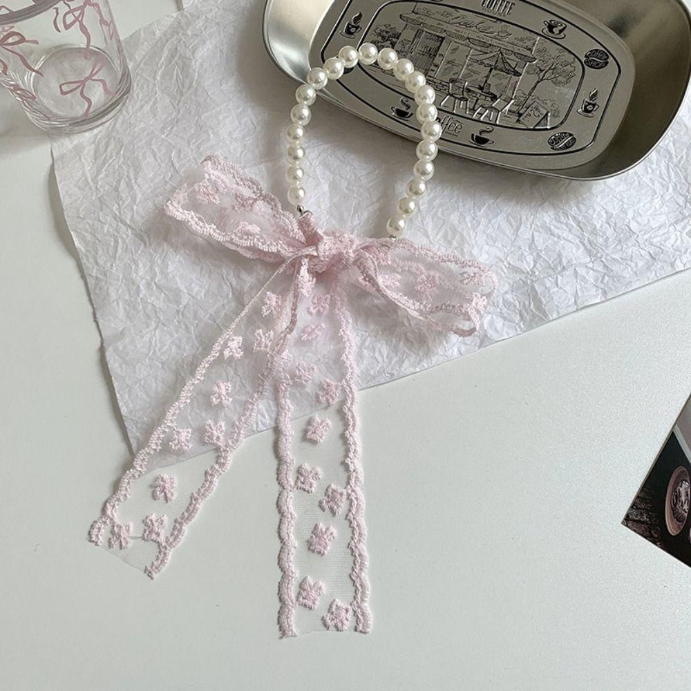 Korean Style Lace Scarves Lace Up Ribbons Necklaces Fashion Pearl Choker  Girl
