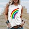Canottiere Arcobaleno Estive Stampa 3D Donna Moda Casual Streetwear Oversize Scollo a O Canotta Senza Maniche Spalle Scoperte Donna Canottiera