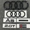 2026 2PCS 4Ring logo ABS Black Car Hood Front Grill Rear Trunk Emblem Sticker 1P A5 1P Quarrto 1P 2.0T 2P Sline For AUDI A5 2010-2019