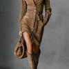 2025 Autumn Suede Velvet Long Sleeve Lapel Shirt Dress with Belt