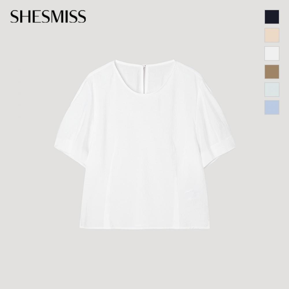 [shs Miss] Round Neck Puff Blouse Swwblp22140