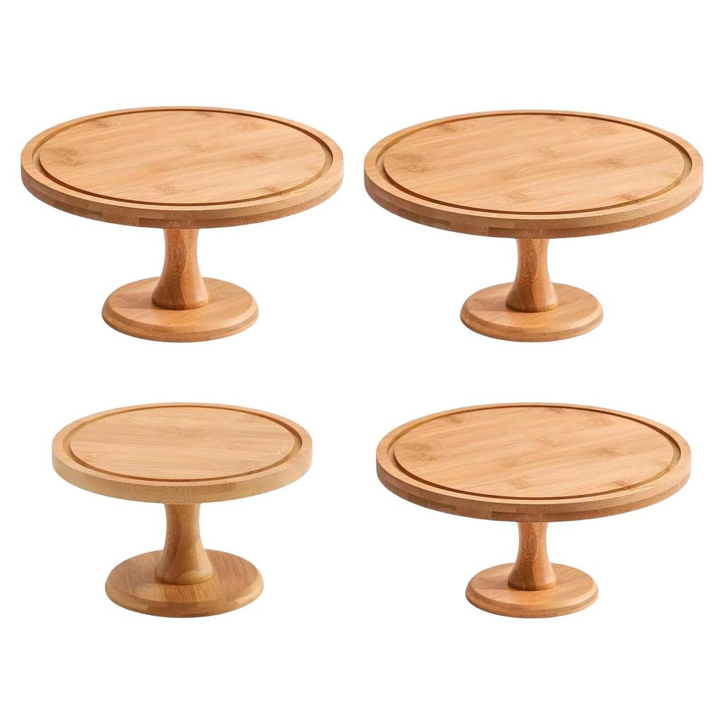 Bamboo Cake Dome Cover Appetizer Serving Tray Cheese Snacks Board Platter Round Birthday
