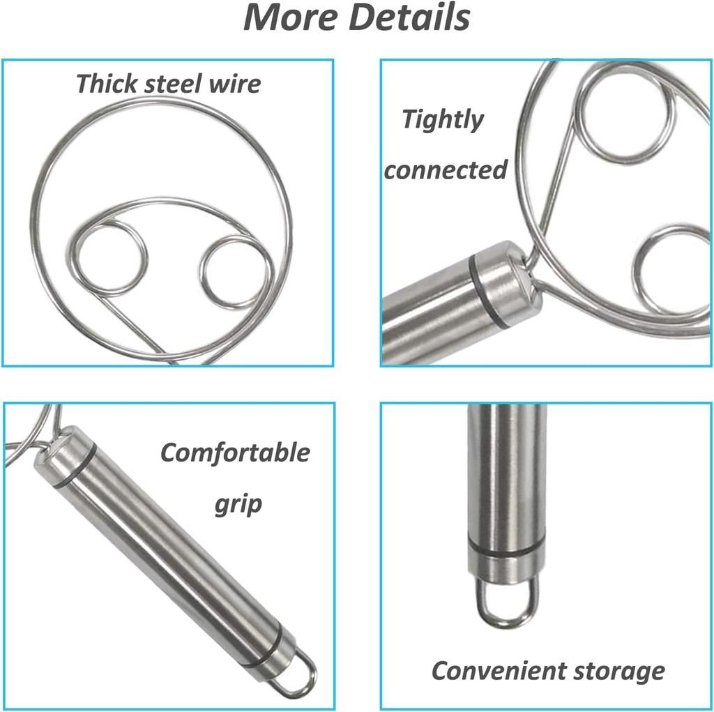 Dansk visp i rustfritt stål Tåler oppvaskmaskin Nederlandsk brøddeigmikser Håndverktøy for surdeig Pizza Bakverk Kakerøre Verktøy