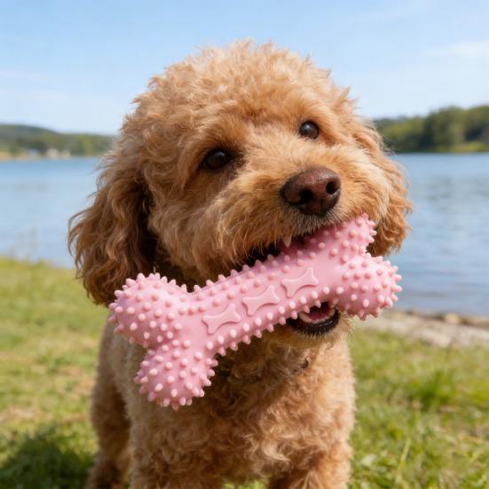 Hundekauknochen-Spielzeug Gummi-Stacheliger Knochen Welpen-Zahneinwachs-Spielzeug Hundezahnreinigungsspielzeug für Kleine Mittlere Große Rassen Aggressive Kauer