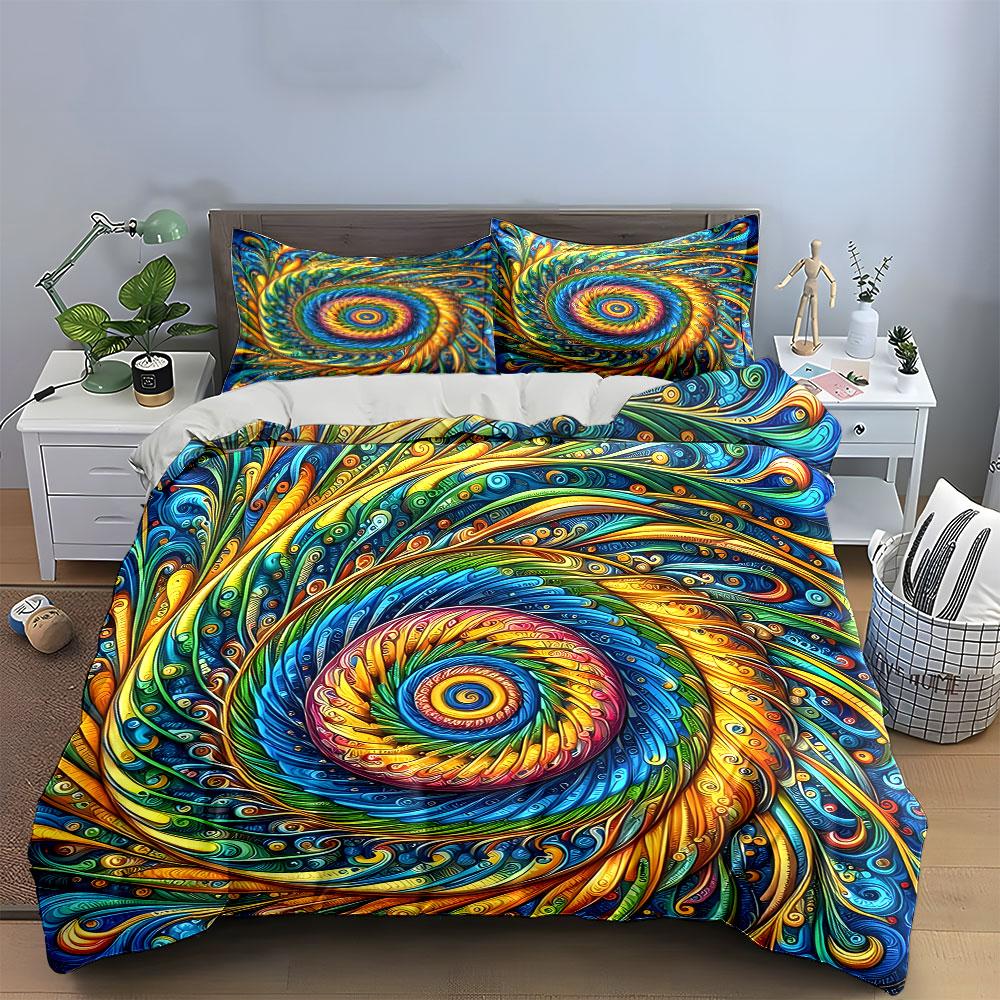 Colorful Swirl Art Set Soft Comfortable Duvet Cover Bedding Set Included 1*Duvet Cover & 2*Pillowcases, Gift