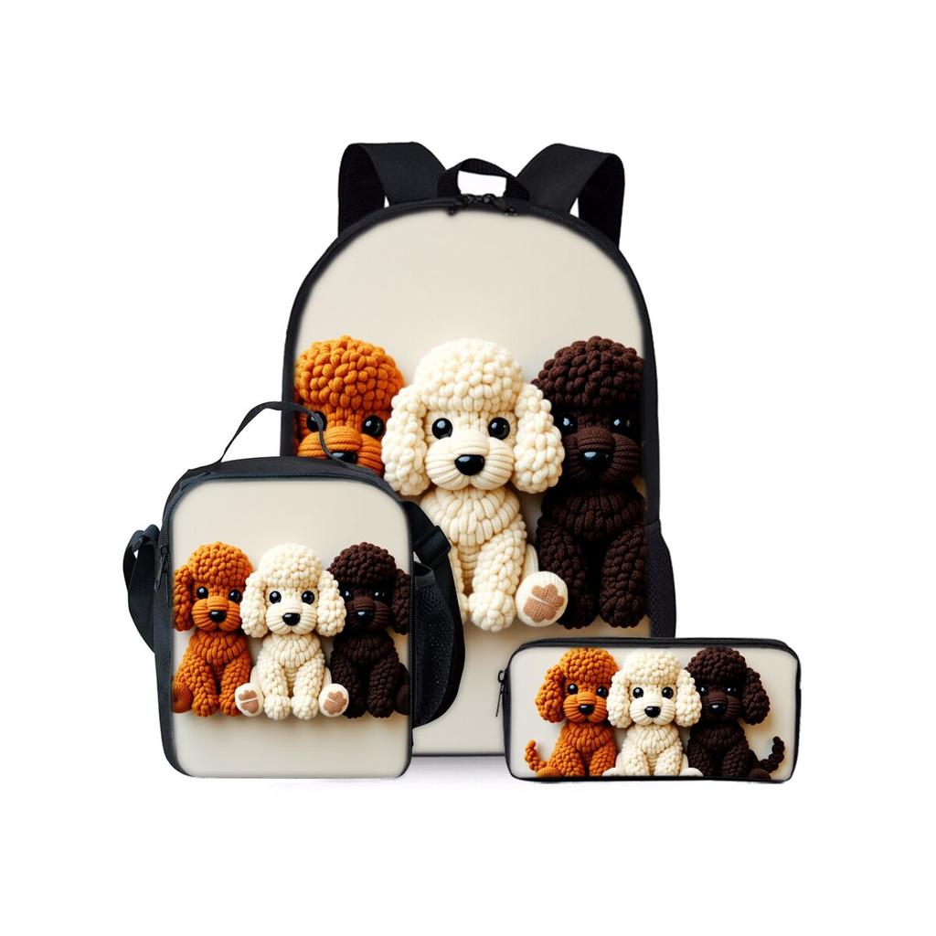 Set Tre Pezzi con Motivo Rottweiler Zainetti per Ragazzo e Ragazza Migliori Regali Cartone Animato 2D Borsa Scolastica per Bambini