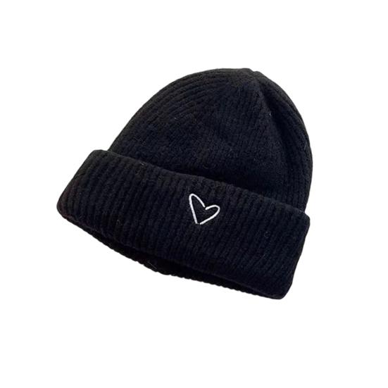 2Pcs/Set Knitted Hat Scarf Set Heart Embroidery Pattern Kids Brimless Hat Long Scarf Set Soft Breathable Winter Accessory