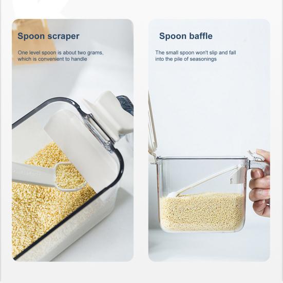 Seasoning Bottle with One-Hand Open Lid Measuring Spoon Silicone Ring Moisture-Proof Small Size Seasoning Shaker