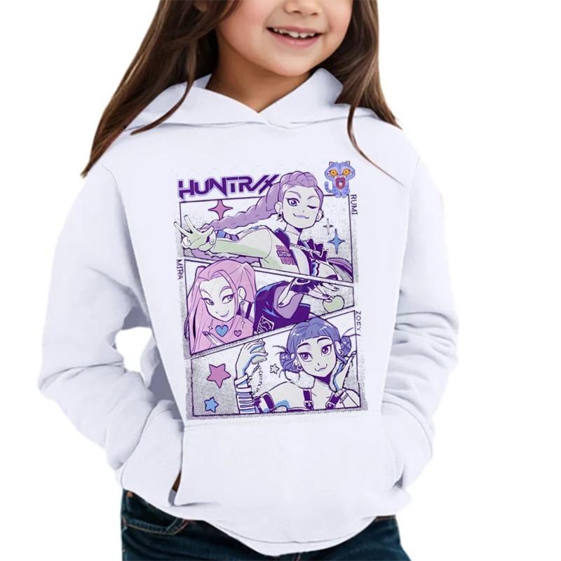 Fashion Women's Hoodies Demon Hunters Anime Print Kids Girl Casual Pullover Long Sleeve Sweatshirt Women's Top Clothing
