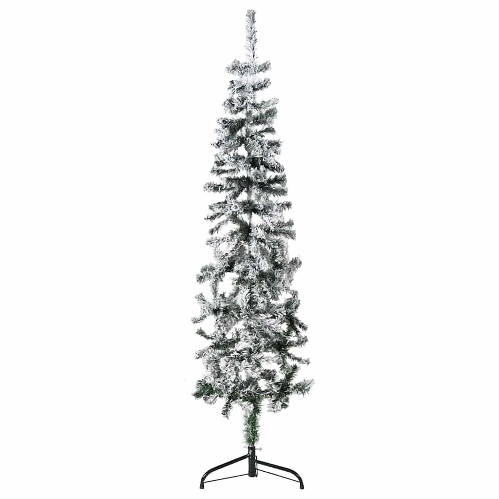 Künstlicher halber Weihnachtsbaum mit Schnee Schmal 150 cm