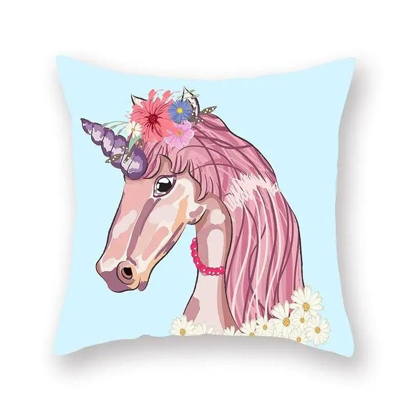 Einhorn-Print Kissenbezug Partydekoration Geburtstag Pfirsichhaut Kissenbezug