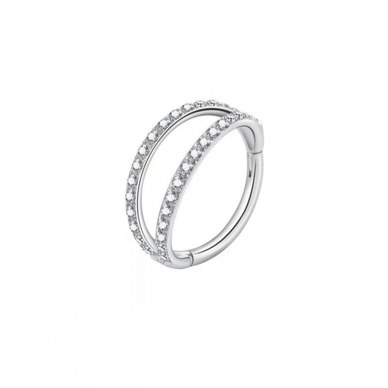 Double Layer Zircon Copper Ear Cuff: Simple, Stylish Hoops for Women 12mm серебряный