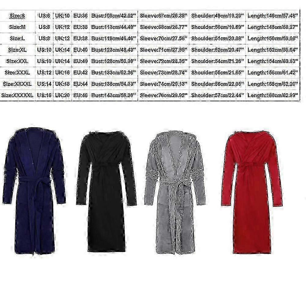 2026 Hot!! Men's Bathrobes, Terry Robe Fleece Robe Plush Long Hooded Bathrobe