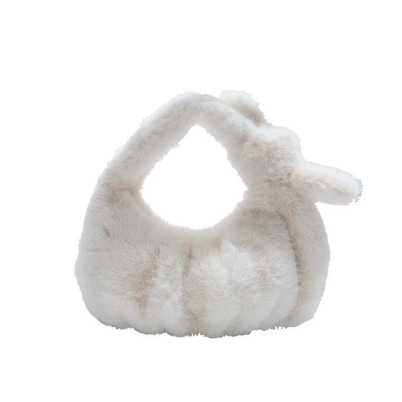 Solid color pleated portable cloud bag autumn and winter fashion new plush bag women's texture handbag