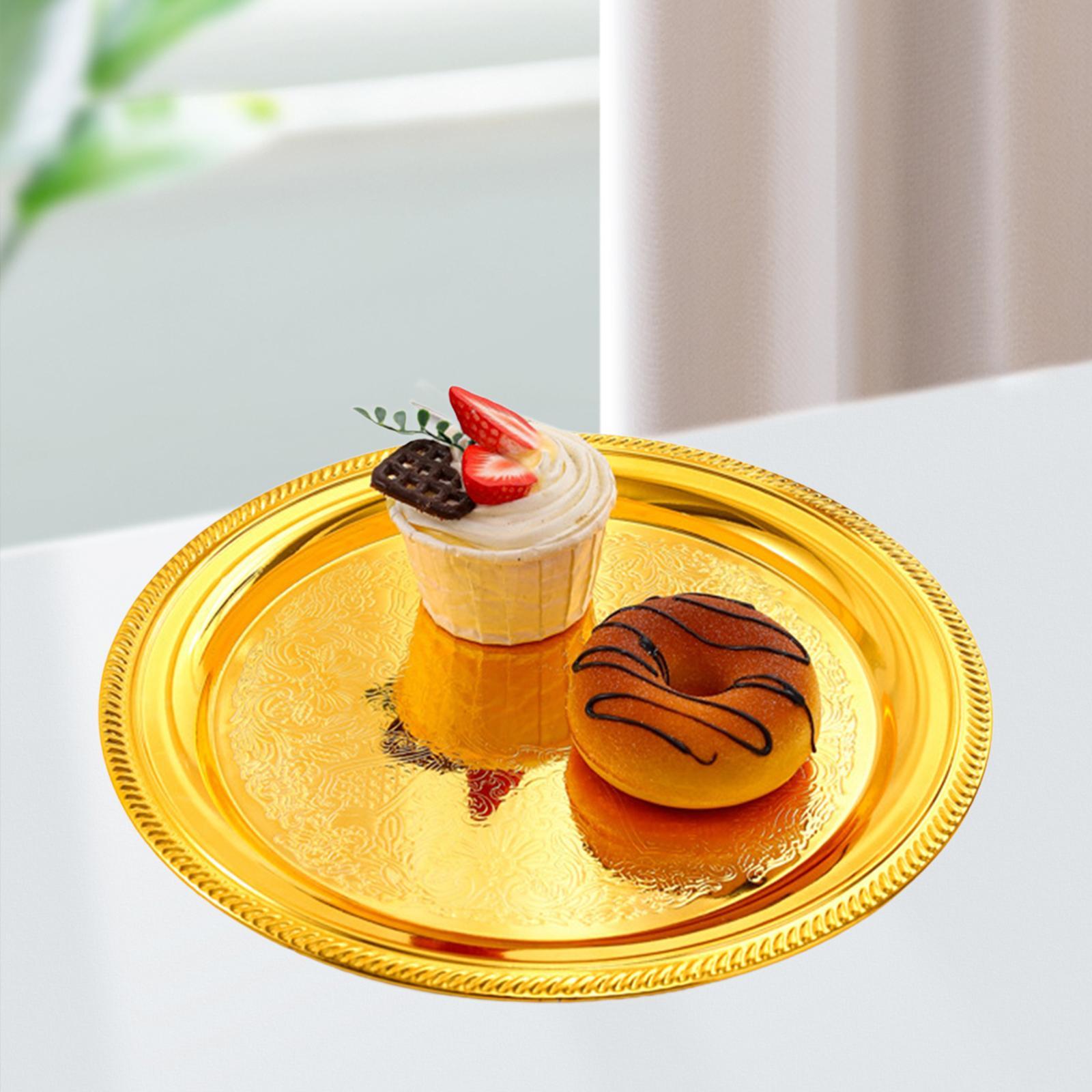 

Сервировочное блюдо 20 см Поднос для подачи фруктов Блюдо для закусок Кухонная посуда Обеденная тарелка для вечеринки На открытом воздухе Ресторан Отель Закуска золотой