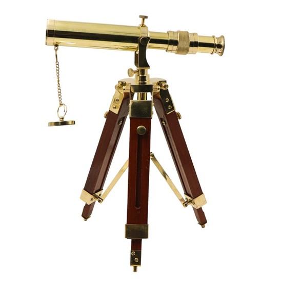 Brass Telescope with Wooden Tripod