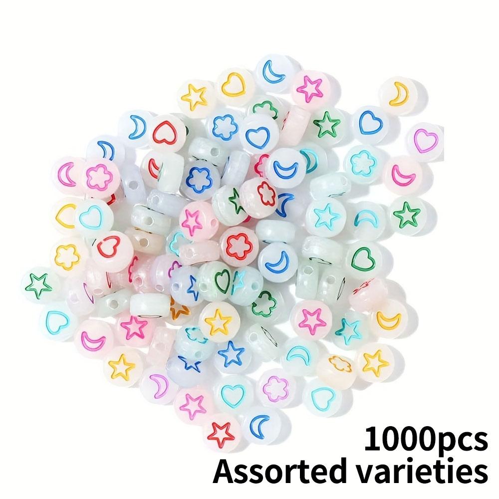 100/300/500/1000pcs Luminescent Acrylic 7mm Letter Beads A-Z Glow In the Dark with Loose Spacing Beads for DIY Necklace, Bracelet, and Jewelry Making
