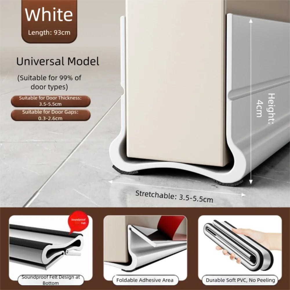 93cm PVC Flexible Door Bottom Seal Strip Self-Adhesive Weatherstrip for Wind/Dust Proof Soundproofing Felt Gap Cover