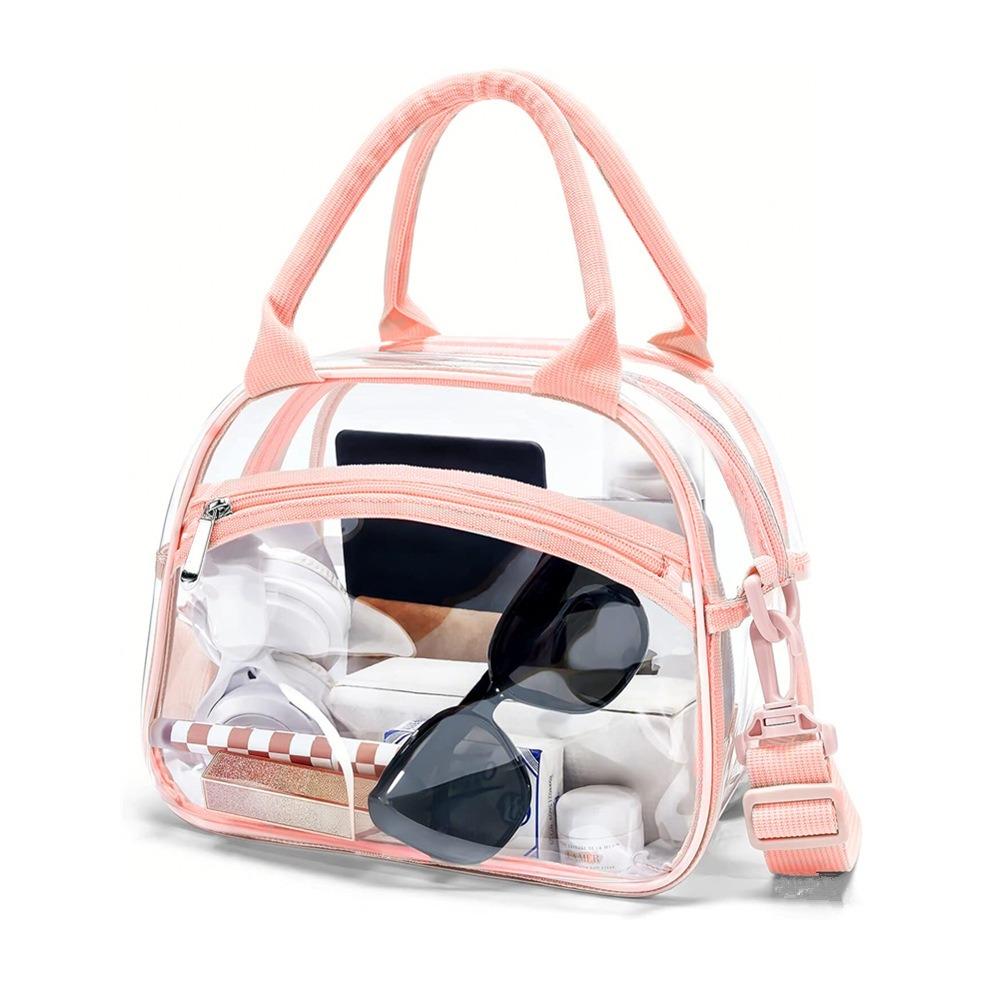 Zipper Transparent Crossbody Bag Waterproof with Adjustable Strap Hand-held Wash Bag PVC Large Capacity Clear Shoulder Bag Women